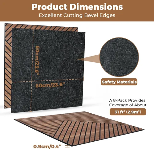 Miniatura 3 de Paneles de pared acústicos 3D autoadhesivos para despegar y pegar, paquete de 8 paneles insonorizados con patrón de madera autoadhesivos de 23.6 x