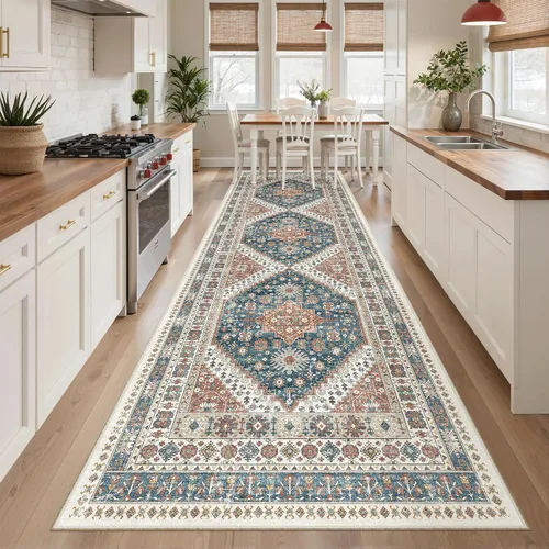 Miniatura 955 de Madane Tapete lavable de 2 x 10 pies para pasillo, cocina, recibidor, clásico, suave, antideslizante para interiores, casa de campo, baño, sala