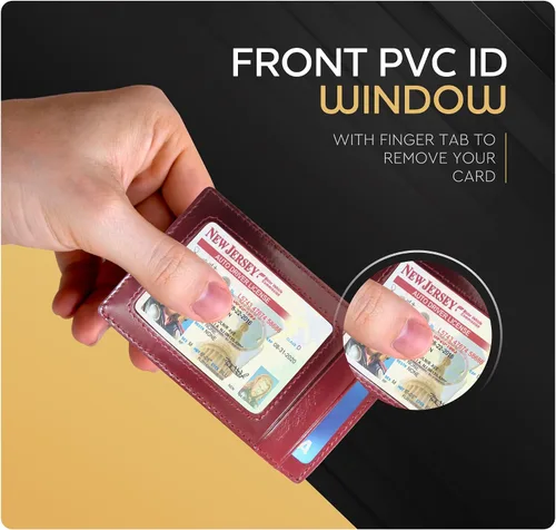 Miniatura 39 de Billetera de cuero con clip para dinero, bolsillo frontal delgado, bloqueo RFID con imán súper fuerte