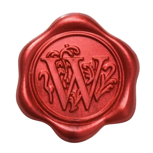 Yoption 50 calcomanías adhesivas para sellos de cera con letra roja metálica, sellos de sobre, sellos de sobre, calcomanías de cera autoadhesivas