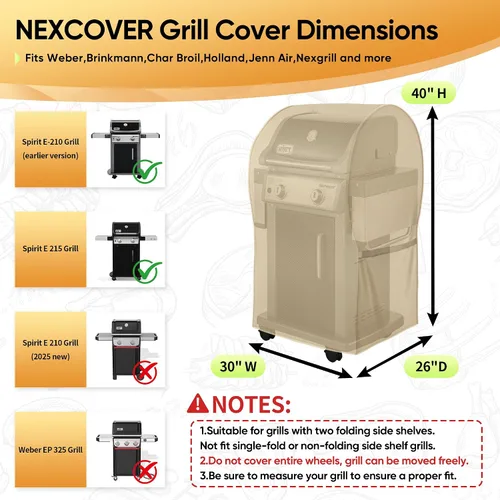 Miniatura 2 de NEXCOVER - Funda de parrilla, cubierta impermeable de 30 pulgadas, funda de parrilla de gas de 600D, resistente a los desgarros, a la decoloración