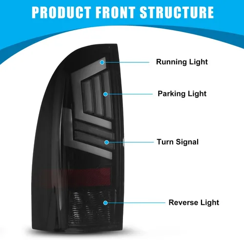 Miniatura 2 de CPW Luz trasera LED compatible con Toyota Tacoma Pickup 2005-2015, luz de señal de giro secuencial, lámpara de freno trasera del conductor