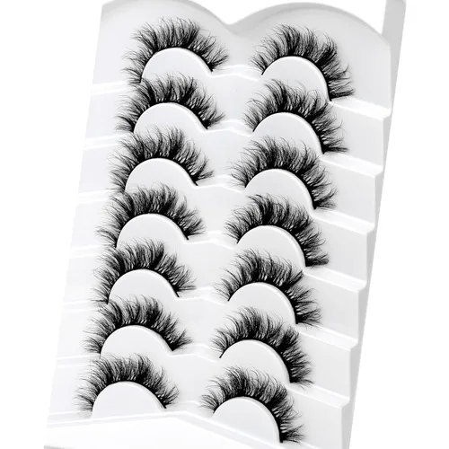 Miniatura 197 de Pooplunch - Pestañas postizas finas de visón sintético, estilo ojo de gato, naturales, cruzadas, tipo racimo, efecto 8D de volumen, tiras