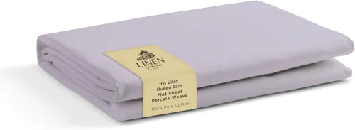 Miniatura 71 de Sábanas de 100% algodón percal, tamaño King, 1 sábana encimera, ropa de cama fresca, resistente y transpirable, crema