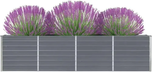 Miniatura 8 de Jardín al aire libre, cama elevada de acero galvanizado, caja de metal para jardín, para flores, verduras, frutas, hierbas, gris, 63 x 31.5 x 17.7