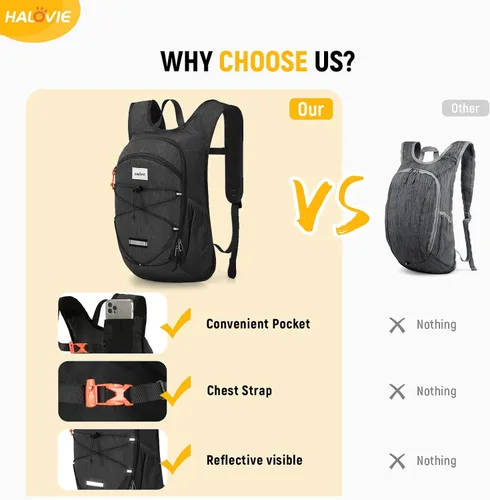 Miniatura 6 de HALOVIE Mochila de Senderismo Plegable de 15L Bolsillo para Teléfono Mochila de Día de Viaje Ligera para el Hombro con Correa para el Pecho Mochila