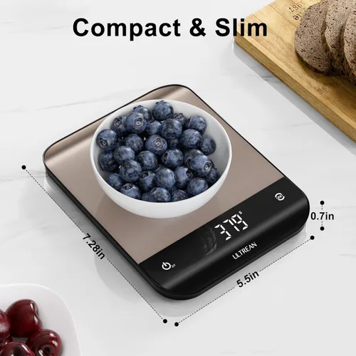 Miniatura 5 de Ultrean Báscula de Alimentos, Báscula de Cocina Digital con Pantalla LED, Peso en Gramos y Onzas para Hornear y Cocinar, 6 Unidades con Función
