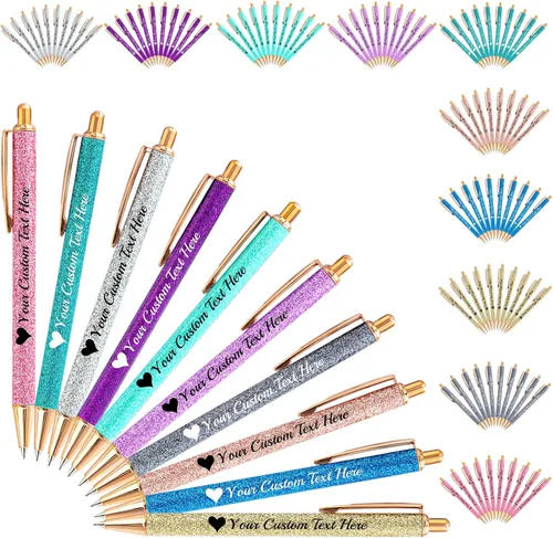 Miniatura 11 de Bolígrafo personalizado, 1 unidad, bolígrafo personalizado con logotipo de mensaje de nombre comercial impreso, carcasa de metal brillante de tinta