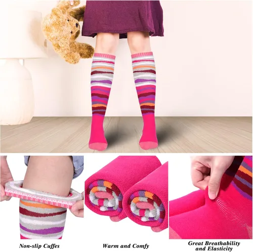 Miniatura 6 de Calcetines de esquí para niños, 3 pares de calcetines cálidos de invierno para nieve, para niños y niñas, jóvenes, esquí, snowboard, para niños de 4