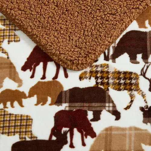 Miniatura 3 de Eddie Bauer - Oversized Throw Blanket 50x70, Reversible Plush Blanket for Couch or Bed, Animal Print Room Decor (Animal Plaid Brown)