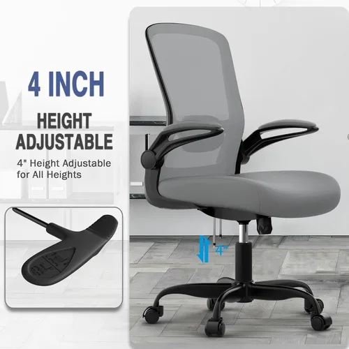 Miniatura 4 de Silla de oficina Mimoglad, silla de escritorio ergonómica con soporte lumbar ajustable, silla de computadora de malla de respaldo alto con Grafito