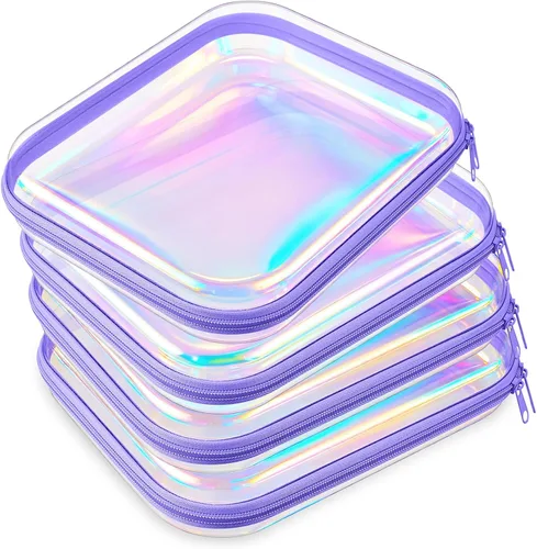 Miniatura 33 de Hoolerry 4 piezas de estuches rígidos transparentes con cremallera, bolsas de maquillaje, estuche de plástico para lápices, contenedores de caja
