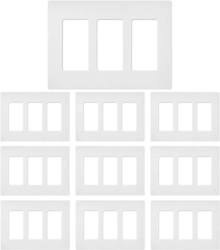 Miniatura 8 de Paquete de 10 cubiertas de placa de pared de una sola banda, marco rectangular de una sola banda para interruptores, tomas de corriente