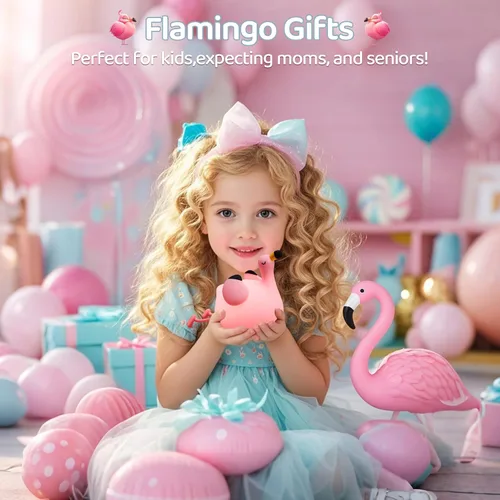 Miniatura 5 de FAMIDUO Luz Nocturna de Flamenco para Niños, Regalo Rosa de Flamenco, Lámpara de Animal de Silicona LED Apretujable, Luz Nocturna de Guardería