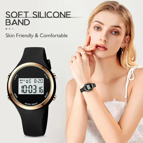 Miniatura 58 de Women LED Display Elecreonic Watch Fashion Chrono Alarm Digital Clock Woman Outdoor Sport Wirstwatch