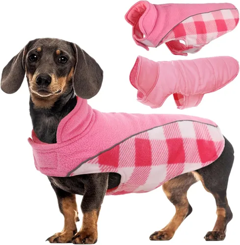 Miniatura 12 de Kuoser - Abrigo reversible para perros para climas fríos, abrigo de invierno impermeable reflejante para mascotas, abrigo para perros a cuadros