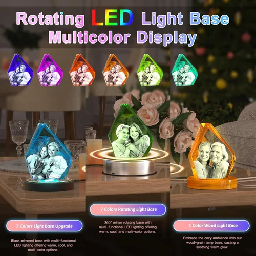 Miniatura 4 de Foto de cristal 3D personalizada, regalos del día de la madre para mamá, regalos de fotos personalizados para ella, él, papá, mujeres, hombres