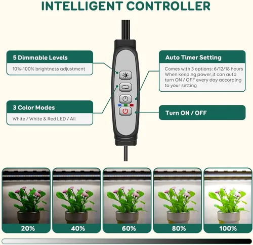 Miniatura 2 de Tiras de luz de cultivo de 2 barras para plantas de interior, luces de plantas de espectro completo de 16 pulgadas, luces de crecimiento similares