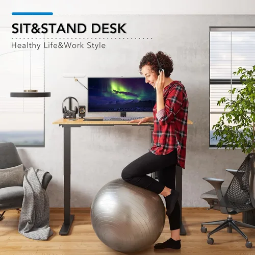 Miniatura 3 de FlexiSpot E6 Bamboo - Escritorio eléctrico de pie de 3 etapas con motor dual de 48 x 24 pulgadas, soporta 220 libras, altura ajustable con ajustes