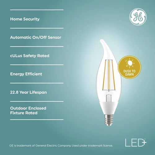 Miniatura 2 de GE LED+ CA11 - Bombillas LED para exteriores del atardecer al amanecer, luces de seguridad automáticas encendido/apagado, luz del día, base Luz