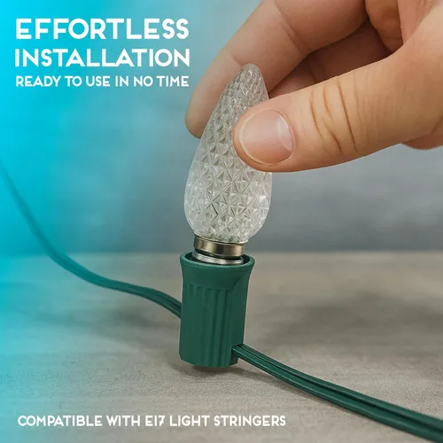 Miniatura 7 de Iluminación para fiestas. Repuesto de foco para luces de navidad de LED facetado C9 para tomas E17, nivel comercial con ahorro de energía. Focos