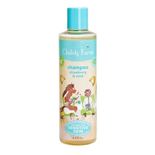 Miniatura 8 de Childs Farm, Acondicionador de cabello infantil para piel seca y sensible y cuero cabelludo, fresa y menta orgánica, acondiciona y nutre, vegano