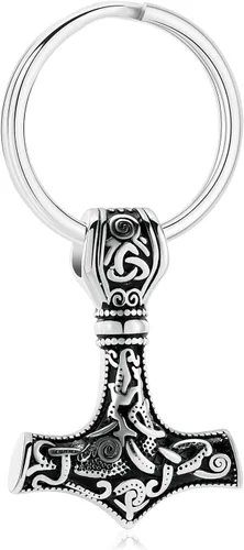 Miniatura 8 de Joyería de cremación de martillo de Thor vikingo nórdico Mjolnir para cenizas para mujeres y hombres, collar de urna de nudo celta de acero