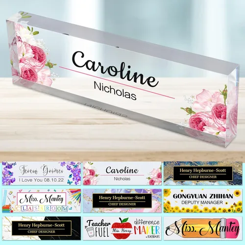 Miniatura 15 de Placa de nombre de escritorio personalizada para profesores, placa de nombre para escritorios, placa de escritorio de vidrio acrílico transparente