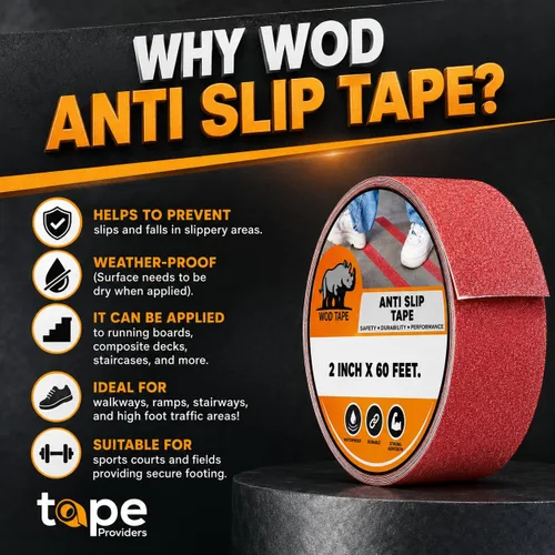 Miniatura 2 de WOD ASTC32 - Cinta antideslizante resistente, 12 pulgadas x 30 pies, antideslizante, resistente a la intemperie, para interiores y exteriores