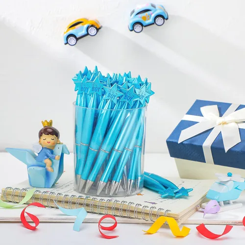 Miniatura 7 de Outus 48 bolígrafos azules para baby shower, bolígrafos a granel It's a Boy Favors Baby Supplies para invitados, regalos de anuncio de nacimiento
