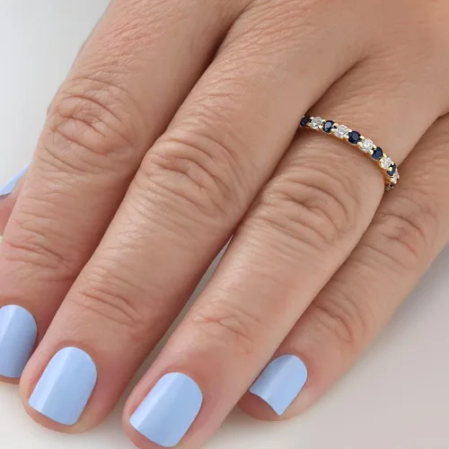 Miniatura 2 de Anillo de eternidad con zafiro de diamantes de 1 12 quilates en oro amarillo de 14 quilates