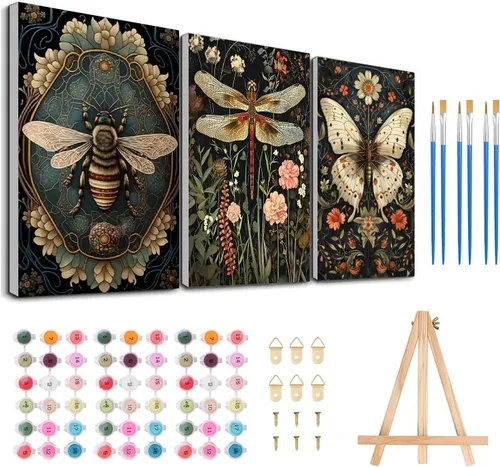 Miniatura 19 de Meothan Kits de pintura por números para adultos enmarcados, pintura de otoño por números para adultos principiantes, kits de pintura de calabaza