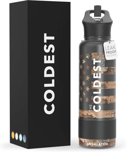 Miniatura 82 de Coldest - Botella para agua con tapa que incluye pajilla, térmica y metálica (acero inoxidable), para hombres y mujeres, color morado
