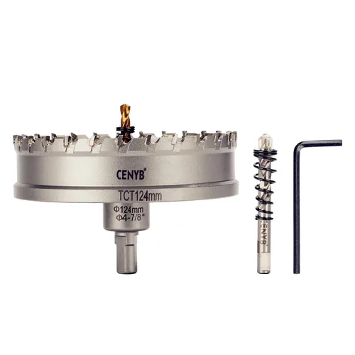 Miniatura 66 de 10 piezas (16-54 mm) Kit de sierra perforadora de carburo TCT para metales duros. Incluye 2 brocas de titanio, 1 broca piloto escalonada y 2 llaves