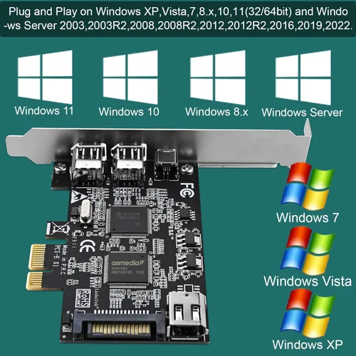 Miniatura 4 de Tarjeta PCIE 1394A Firewire 400 de 4 puertos para Windows OS y PC MAC OS, TI TSB43AB23, 3 x 6 pines y 1 interfaz 1394A de 4 pines, con cables de 4