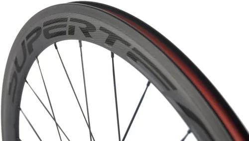 Miniatura 5 de Superteam - Juego de ruedas para bicicleta de ruta fibra de carbono, 700 C, 50mm ancho 23 terminado mate