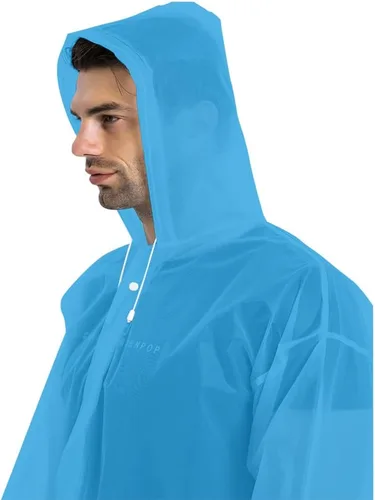 Miniatura 43 de Abrigos de lluvia (paquete de 2) – Ponchos de lluvia reutilizables de EVA para adultos, chaquetas impermeables para hombres y mujeres