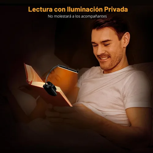 Miniatura 7 de Gritin Luz de libro recargable para leer en la cama con 19 LED y función de memoria, cuidado de los ojos, 3 temperaturas de color, 5 niveles de Negro