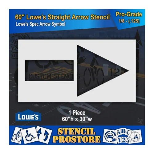 Plantillas para minoristas – Lowes – Plantilla de flecha recta de 60 pulgadas – 60 x 30 pulgadas x 1/8 pulgadas (128 mil) – Grado profesional