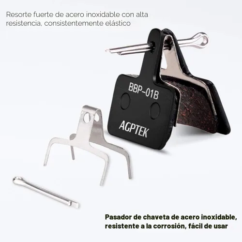 Miniatura 4 de AGPTEK Pastillas de freno de bicicleta, pastillas de freno de alto rendimiento, pastillas de freno de disco y resorte (semimetálico y resina)