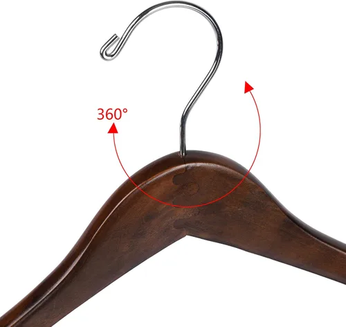 Miniatura 3 de Quality Hangers Perchas de madera hermosas y resistentes para abrigos, perchas curvas, ideales para viajeros, colgador resistente con barra