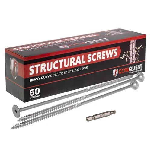 Miniatura 11 de Conquest Tornillos estructurales para madera, 0.275 x 14 pulgadas, certificados ICC, tornillos de cabeza plana autorroscantes T30 Star Drive