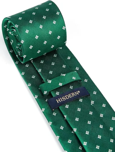 Miniatura 81 de HISDERN Conjunto de corbata a cuadros a cuadros pañuelo tejido clásico formal para hombre corbata y bolsillo cuadrado