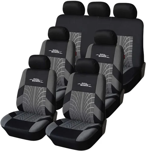 Miniatura 23 de AUTOYOUTH - Juego completo de fundas para asientos de auto, fundas para asientos delanteros y asiento trasero dividido para mujer, juego de Azul