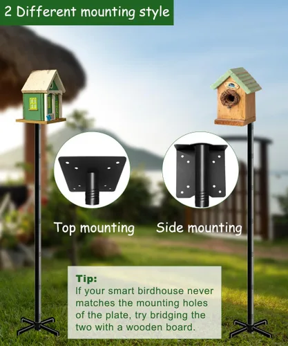 Miniatura 6 de Kit de montaje en poste de casa de pájaros de 75 pulgadas de Mokeyder, poste de comedero para pájaros ajustable resistente para exteriores, juego