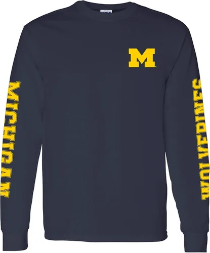 Miniatura 27 de NCAA Camiseta de manga larga con doble impresión, color del equipo, universidad michigan state spartans forest