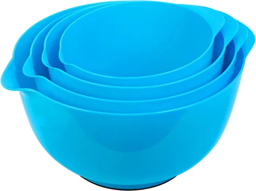 Miniatura 19 de BoxedHome Juego de cuencos de plástico anidables con boquilla de vertido, apto para microondas y lavavajillas, base antideslizante sin BPA, juego