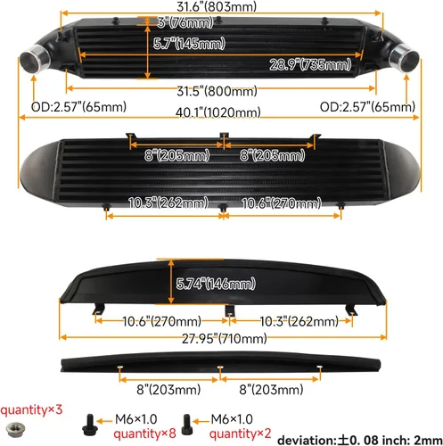 Miniatura 3 de Intercooler de montaje frontal de ajuste de alto rendimiento para Ford Fiesta ST 2014-2019 Negro