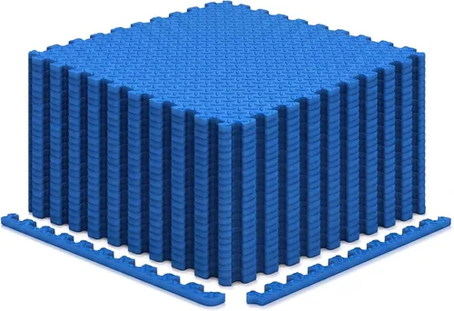 Miniatura 18 de Tangkula Alfombrillas de ejercicio de 12 azulejos con borde, tapetes protectores de espuma EVA antideslizantes, tapetes elásticos de juego