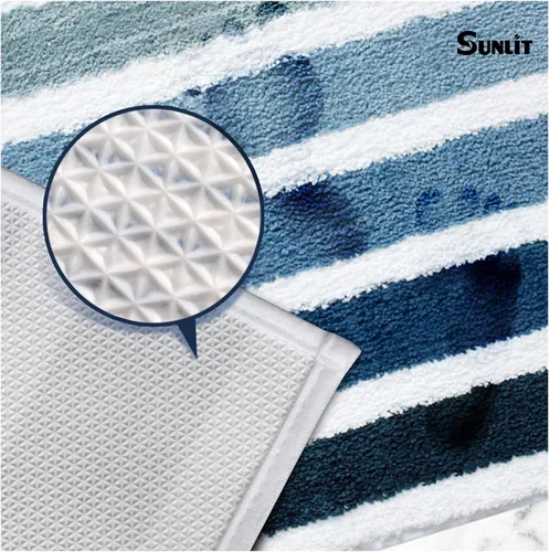 Miniatura 6 de Sunlit Alfombra de baño azul ombré, alfombra de baño náutica para baño, antideslizante, 24 x 17 pulgadas, azul y blanco